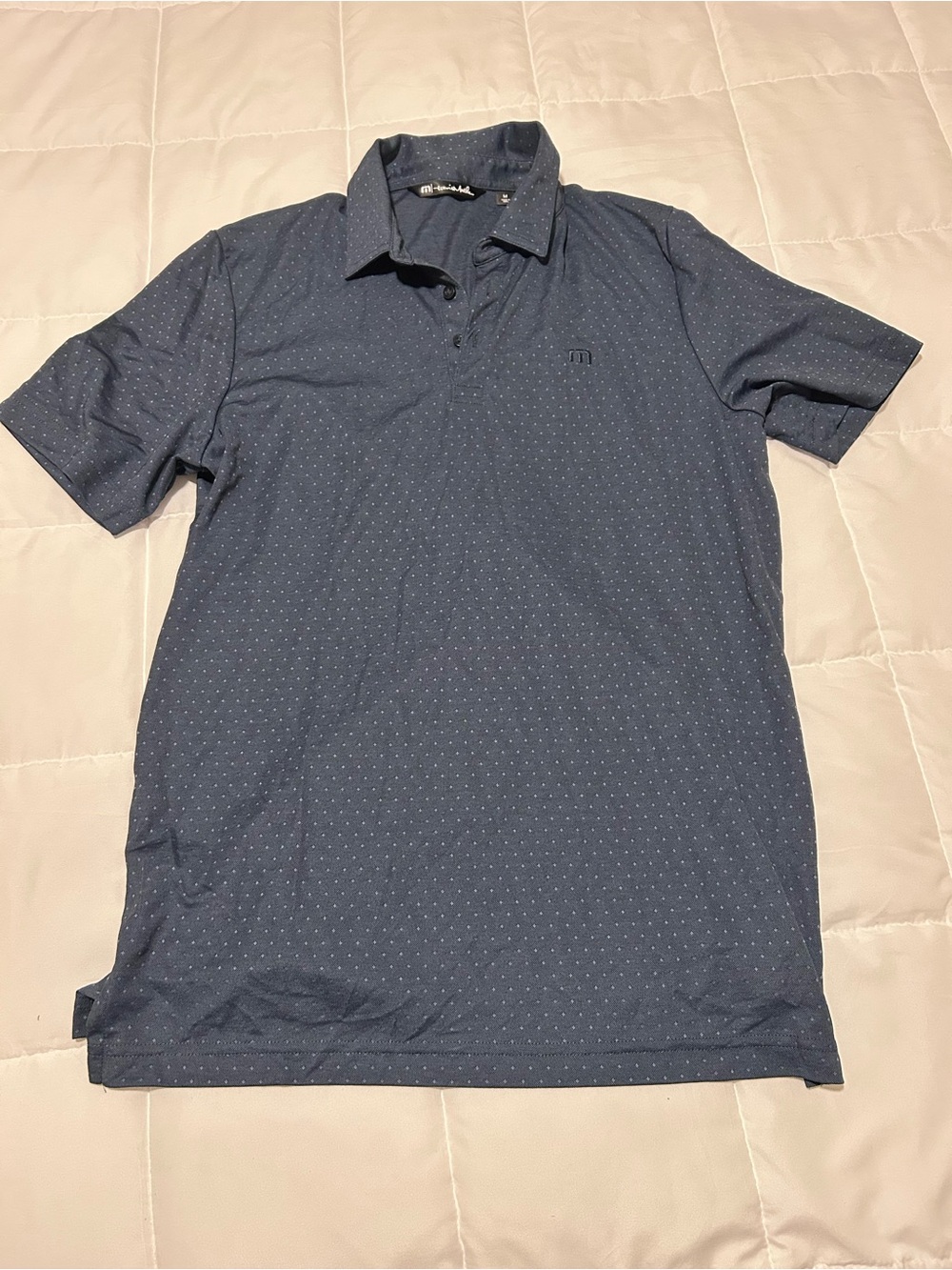 Travis Mathew Men's Navy Micro-Dot Polo